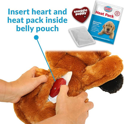 Snuggle Puppy Heartbeat Dog Toy for Puppies, Real-Feel Heartbeat, Calming Sleep Aid and Crate Training Comfort Toy with Heat Pack, Brown & White Beagle