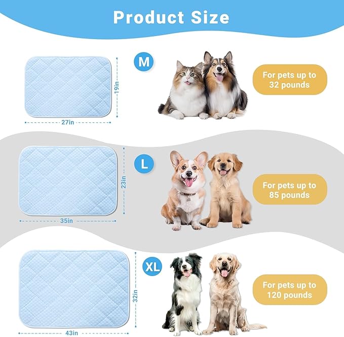 Dog Cooling Mat,Cooling Mat for Dogs, 27.5"x19.6" Cats Cooler Pad, Premium Pets Cool Bed for Crate Kennel, Indoor Cats Cool Sleeping Bed, Q-MAX >0.45, M - 27.5 x 19.6 Inch