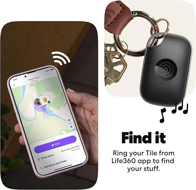 Life360 Tile Pro - Powerful Bluetooth Tracker, Key Finder and Item Locator for Keys Bags, and More. Both iOS and Android Compatible. Phone Finder. 2-Pack (Black/White)