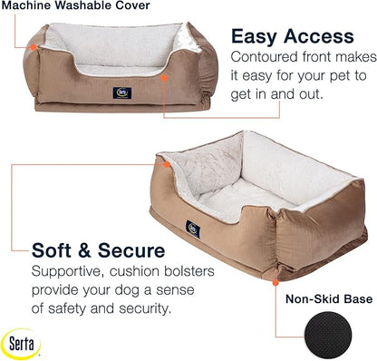 Serta Orthopedic Cuddler Dog Bed for Pets – Desert Sand (Large)