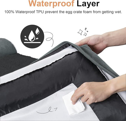 Large Dog Bed Orthopedic Washable: Jumbo Dog Bed Bolster Extra Large Dogs Egg Crate Foam Sofa Couch Waterproof Removable Cover - Dark Grey