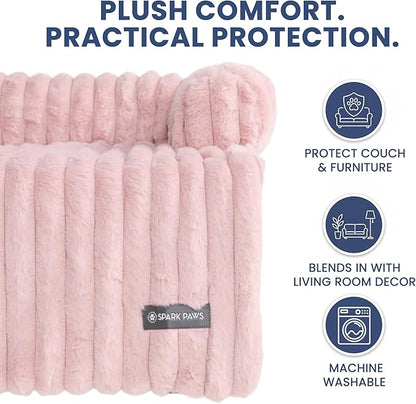 Spark Paws Luxury Dog Couch Cover Bed, Calming Pet Furniture Protector for Large & Small Dogs, Washable Bolster Dog Bed for Couch, Sofa & Bed - Pink, 2XL