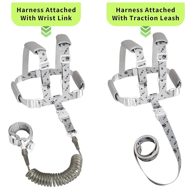 Toddler Leash & Harness, 4-in-1 Anti-Lost Safety Strap with Reflective Rocket Design for Boys & Girls - Ideal for Outdoor Activities, Travel, and Shopping