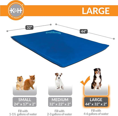 K&H Pet Products Cool Bed III Dog Cooling Mat, Indoor Outdoor Cooling Beds for Large Dogs, Chilling Pet Pad for in Home, Outdoor Houses, Crates, Yards, Porches - Large 44 X 32in Chill Blue