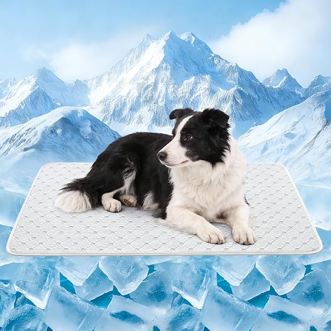 Dog Cooling Mat - Instant 6-12°F Drop, Cooling Mat for Pets Q-MAX >0.5 & Machine Washable, Anti-Slip Bottom, Cool Relief Bed for Dogs & Cats Light Gray 42" x 28"