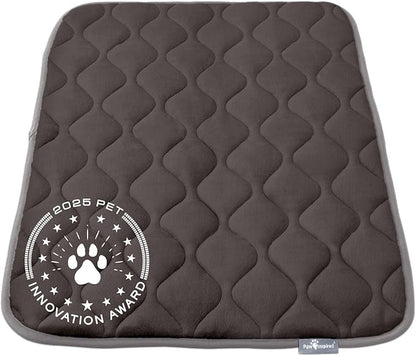 Paw Inspired Washable Padded Crate Mats for Dogs | 35” x 22” Pad, Fits 36-inch Kennels | Leakproof, Plush Pet Beds (Gray)