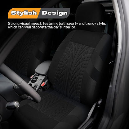 2PCS Car Front Seat Cover with 2 Headrest Covers, Breathable Waterproof Seat Covers for Front Seats, Universal Seats Cover Protector Car Accessories for Most Vehicles (Black)