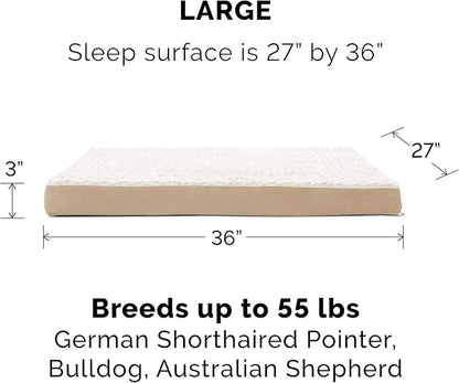 Furhaven Orthopedic Dog Bed for Large/Medium Dogs w/ Removable Washable Cover, For Dogs Up to 55 lbs - Ultra Plush Faux Fur & Suede Mattress - Cream, Large