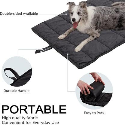 BDEUS Travel Dog Bed, Outdooor Camping Pet Mat, Portable Place Mat with Handle, Easy to Clean, Waterproof & Portable and Odor Resistant Pet Cooling Pad (X-Large 51" x 35", Black)