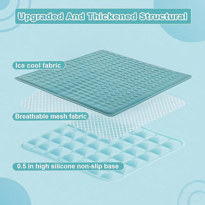 GOLOPET Large Dog Cooling Mat 45x23 in,Ice Breathable Fabric, Solid Silicone Honeycomb Heat Dissipation Structure, Long-Lasting Coolness Cooling Mat for Dogs(Q-Max>0.5) Washable& Non-Toxic