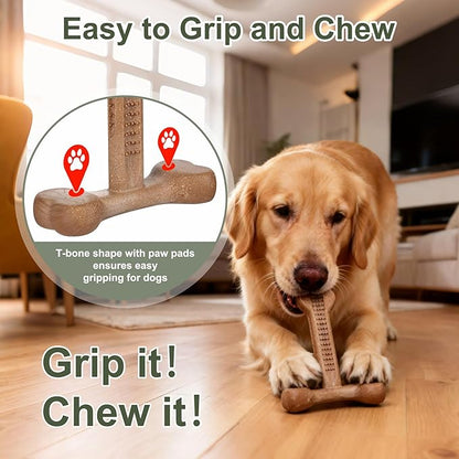 Dog Chew Toy for Aggressive Chewers T-Shaped Tough Dog Bone Toys for Small Medium Large Breed to Keep Them Busy (Medium/Large-Under 60LBS, Milk Flavored)