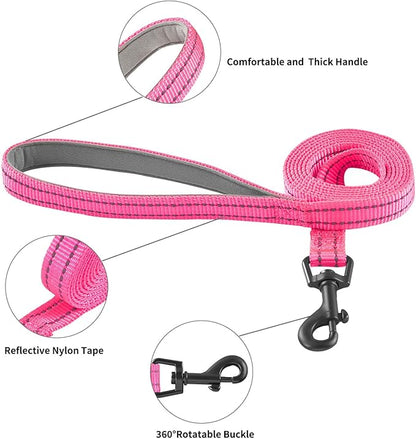 Hipubby Dog Harness and Leash Set, No Pull Soft Mesh Puppy Harness for Small Medium Dogs, Cats - Step in Reflective Breathable Lightweight Vest Harness for Walking, Training - Rose Red, L