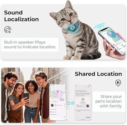 GPS Cat Tracker Collar(iOS & Android), Bluetooth Mini GPS Dog Tracker, Smart Pet Activity Tracker, No Monthly Fee, Work with Apple Find My & Google Find Hub, Finder Tag for Pets,Items 1P Green