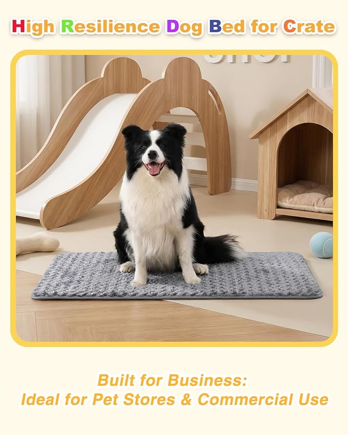 XL Dog Bed for Crate High Resilience Foam Crate Pad Mat for Large Dogs Washable Anti-Slip,41" x 27",Dark Gray