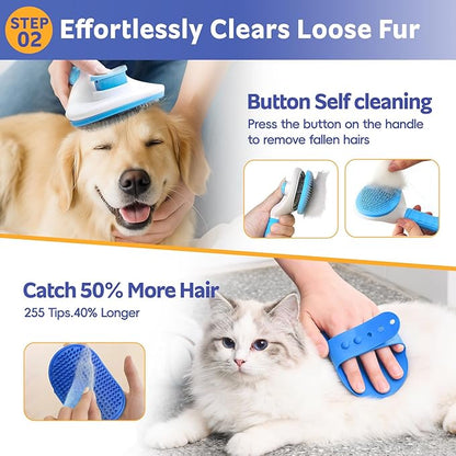 Bath Grooming Kit for Pets, 10pcs Dog Brush for Shedding with Dog Nail Clipper and Trimmer, Dog and Cat Grooming Supplies, Dematting Comb for Dogs, Pet Bath Supplies
