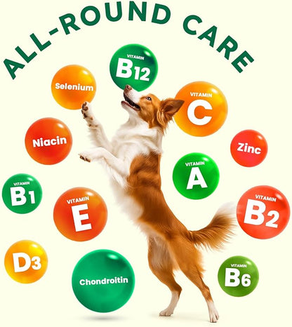 ZENO Dog Vitamins and Supplements - 150 Dog Multivitamin Chewable - Immune, Joint Support, Skin, Gut Health + Packed with Omega 3s, Glucosamine & Probiotics - Safe for Puppy - Beef