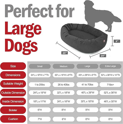 Majestic Pet Suede Shredded Memory Foam Mix Calming Dog Bed Washable - Cozy Soft Round Dog Bed with Spine for Head Support - Fluffy Donut Dog Bed, 40 Inch, Gray