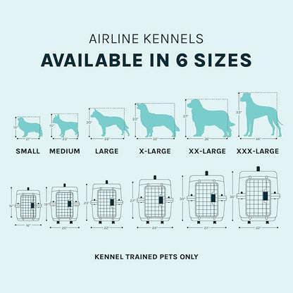SportPet Airline Compliant XXX-LARGE 44" Travel Dog Kennel-Durable Plastic Airline Pet Carrier w/Removable Wheels & Food Bowls, Collapsible Indoor/Outdoor Dog Kennel, Dogs up to 44"L & 33"H-Cream/Gray