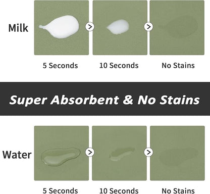 HotLive Dog Food Mat - Absorbent Cat Mat for Food and Water, No Stains Pet Feeding Bowl Mat, Easy to Clean Pet Placemats, Quick Dry Dog Water Dispenser Mat for Messy Drinkers | Green 18"x 28"