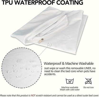 Waterproof Dog Bed Liner, Washable Replacement Cover Reusable Pet Pee Water Resistant Proof with Zipper, Liner Only 47x29 inch