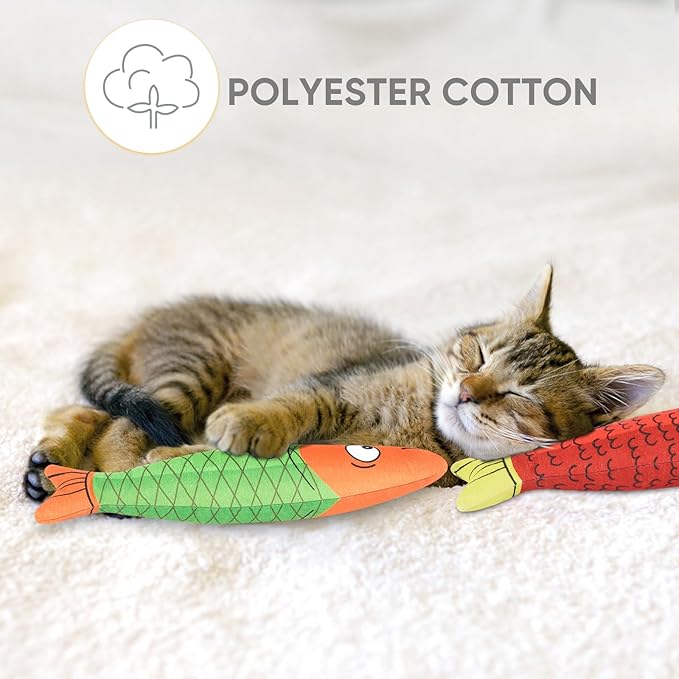 3PCS Catnip Toy, Bite Resistant Cat Toys Fish with Bell Inside, Interactive Kitten Exercise Kicker Toys for Indoor Cats