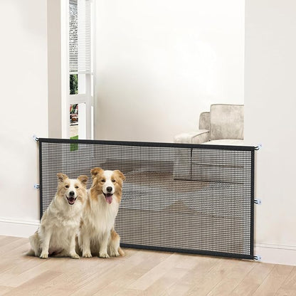Dog Gate Indoor Pet Gates for Stairs: Dogs Screen Mesh Gate for The House Magic Gate for Kitchen Doorways Hallway Stairways Porch Yard 30 inch Tall, 60 inch Wide
