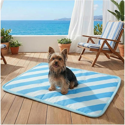 Dog Cooling Mat for Dogs & Cats, Soft Breathable Cooling Pad for Dog Bed, 30"x20" Self Cooling Crate Mat for Dogs, No Gel Washable Non-Slip Pet Cooling Mat Indoor Outdoor, Blue Stripe