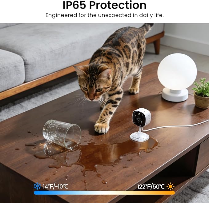 AOQEE 2K Cameras for Home Security-Outdoor/Indoor Camera for Dog/Cat/Pet/Nanny/Baby/Elderly, Color Night Vision, White Light, Siren, 24/7 SD Recordings, Works with Alexa, Plug in (C1-White-4pack-2.4G)