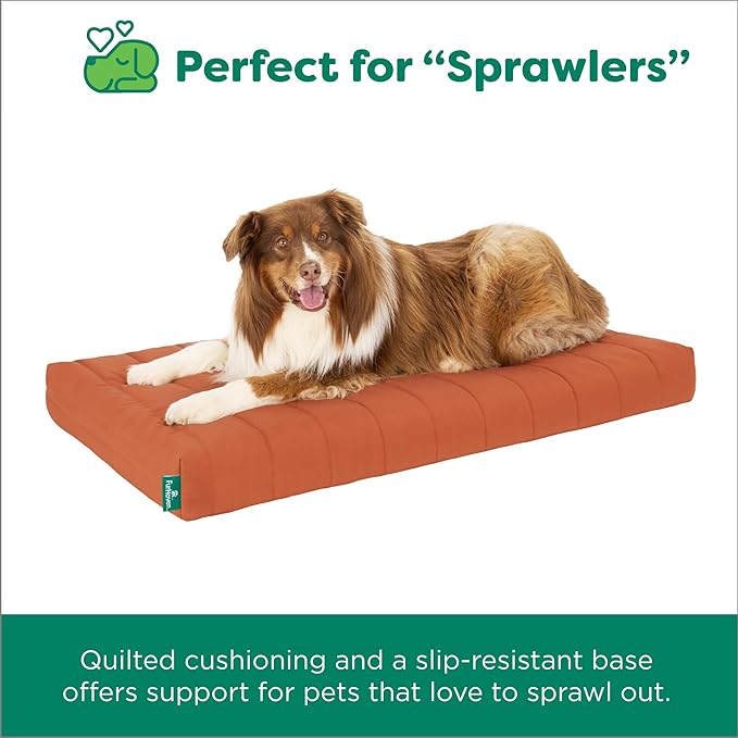 Furhaven Orthopedic Dog Bed – Puffy Quilted Foam Mattress with Removable Washable Cover, Soft & Supportive for Kennels & Crates - Medium, Rust