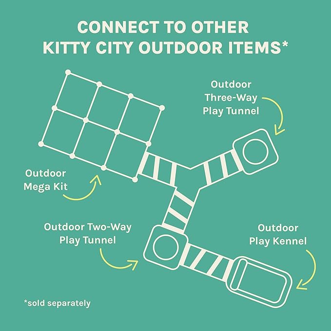 Kitty City Outdoor Catio Furniture and Play Kits for Cats, Two Way Tunnel