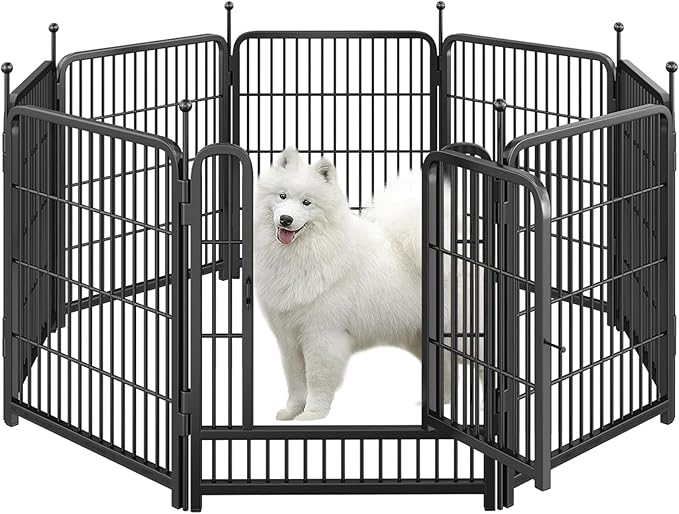 Dog Playpen,Portable Outdoor Dog Fence, Dog Playpen for Large/Medium/Small Dogs, Dog Fences for the Yard,with Doors Foldable Metal (32 inch, 08 Panels)