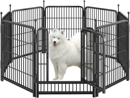 Dog Playpen,Portable Outdoor Dog Fence, Dog Playpen for Large/Medium/Small Dogs, Dog Fences for the Yard,with Doors Foldable Metal (32 inch, 08 Panels)