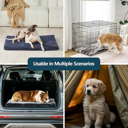 LIORCE Dog Crate Pad - Dog Bed Large Sized Dogs with Removable Washable Cover and Waterproof Lining - Memory Foam Pet Bed for Crate - Reversible Kennel Mat (Cool & Warm), 36-inch, Dark Grey