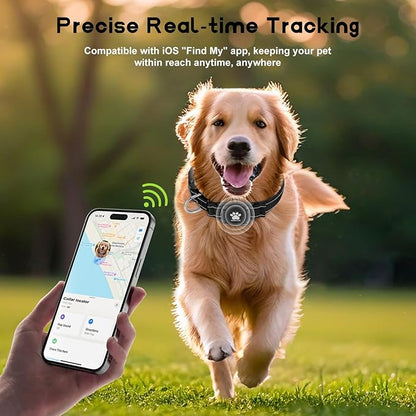 GPS Dog Collar Tracker 2-in-1,Reflective Waterproof Pet Collar,iOS-Only,No Monthly Fees,Unlimited Range,Ideal for Dog Tracking pet Tracker,for Small Medium Large Dogs(S (12.6"-16.5"), Black)