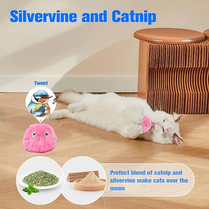 2 Pcs Cat Toy Ball, Speedy Sprint Balls and Chirping Ball, Cat Interactive Toy for Indoor, Kitty Kitten Catnip Exercise Toys