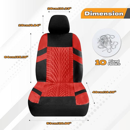 2PCS Car Front Seat Cover with 2 Headrest Covers, Breathable Waterproof Seat Covers for Front Seats, Universal Seats Cover Protector Car Accessories for Most Vehicles (Red)