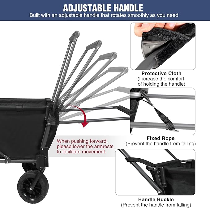 REDCAMP Folding Dog Wagon Cart with Removable Canopy Heavy Duty, 220L Large Collapsible Utility Cart Dog Stroller with Tailgate for Sports Shopping Pet, Black