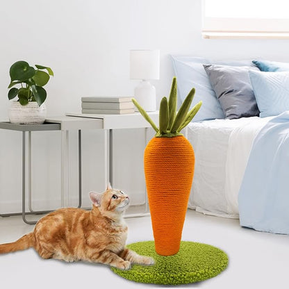 LIFLIX Carrot Cat Scratching Post, 17'' Cute and Fun Sisal Cat Scratcher for Indoor Cats and Kittens
