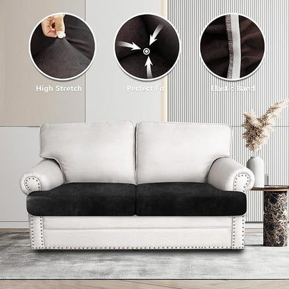 ANARACHON Leather Look Couch Cushion Covers Sofa Seat Slipcovers Sets Couches Furniture Protector for Sectional Armchair Loveseat Pets Kids Stretch Spandex Fabric (2 T-Cushion Loveseat, Chocolate)