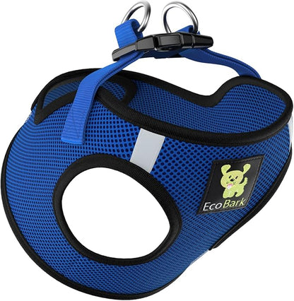 EcoBark Step in Dog Harness - Reflective Teacup Breed Soft Luxurious Mesh Dog Harnesses for XXS, XS, & Small Breed Dogs - Eco-Friendly Secure Halter No Pull Adjustable Pet Vest (Royal Blue, XXS)