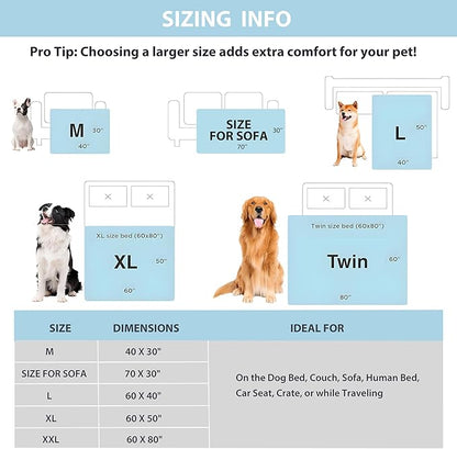 Cooling Blanket for Dogs - Q-MAX>0.4 Waterproof Pet Throw Blanket Bed Cover, Non-Slip Dog Blankets for Couch Protector, Washable Furniture Cover for Summer, Pearl Blue,50x60