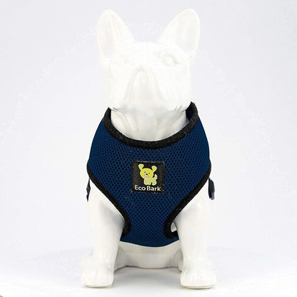 EcoBark Dog Harness - Eco-Friendly Max Comfort Harnesses - Luxurious Soft Mesh Halter - Over the Head Harness Vest- No Pull and No Choke for Puppy, Small Breeds & Medium Dogs (Large, Navy)