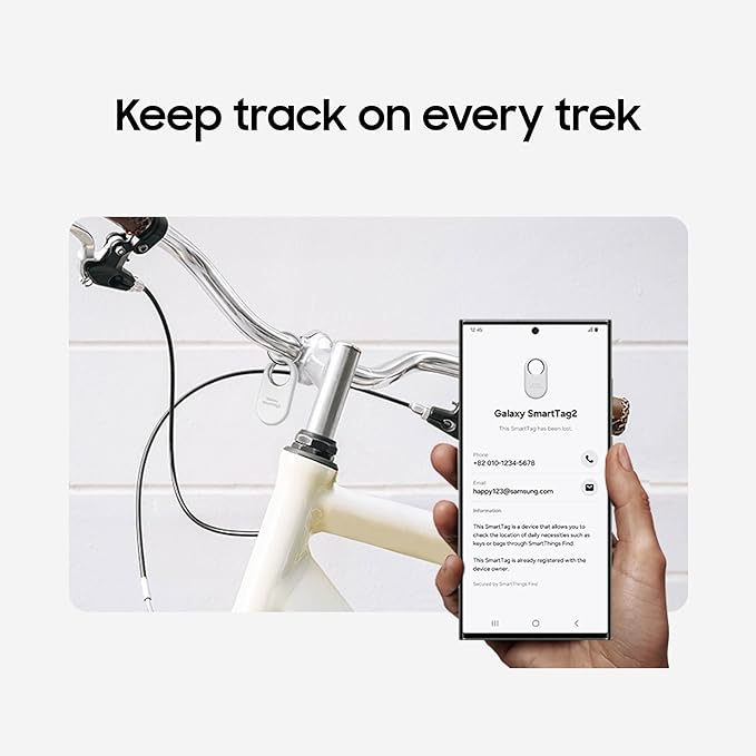 Samsung Galaxy SmartTag2, Bluetooth Tracker, Locator Tracking Device, Item Finder for Keys, Wallet, Luggage, Use w/Phones Tablets Android 11 or Later, 2023, 4 Pack, 2 Black, 2 White