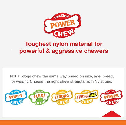 Nylabone Double Bone Power Chew Toy for Dogs, Dog Toys for Aggressive Chewers, Bacon Flavor, Medium - Up to 35 lbs, 1 Count