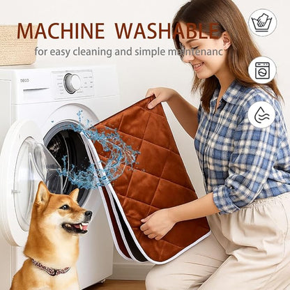 Washable Anti-Slip Kennel Mat for Medium Small Dogs and Cats Kennel pad Crate Pad in Winter Heated Cat Bed Self Warming Non-Electric Pet Warming Pad Gray 19.69 * 27.56inch