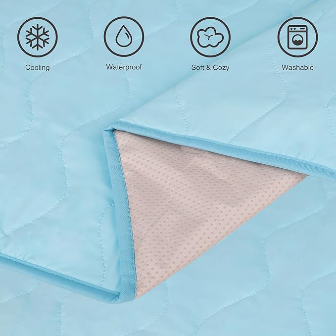 Cooling Blanket for Dogs - Q-MAX>0.4, Lightweight Pet Throw Blanket Furniture Protector, Breathable Fill and Soft Washable Cooling Mat for Summer, Light Blue, 50x60