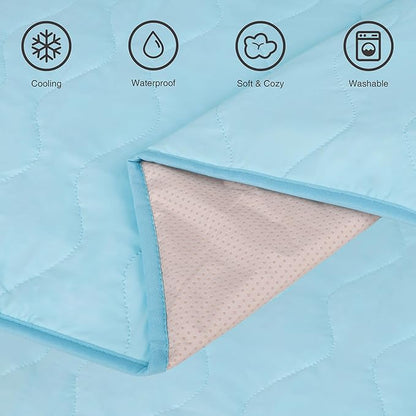 Cooling Blanket for Dogs - Q-MAX>0.4, Lightweight Pet Throw Blanket Furniture Protector, Breathable Fill and Soft Washable Cooling Mat for Summer, Light Blue, 50x60