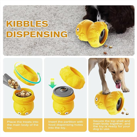 Wortade Interactive Dog Toys for Aggressive Chewers, Indestructible Dogs Toy to Keep Your Pup Busy, Treat Tumble Interactive Puzzle Ball Dog Toy for Small Medium Large Breed Dogs, Yellow