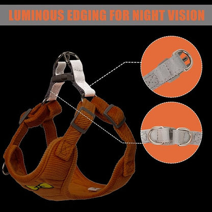No Pull Dog Harness with Leash Pet Soft Vest Harness and Leash Set Dog Cat No Choke Escape Proof Harness Reflective Step in Harness for Small Medium Dogs Cats(Orange, Large)