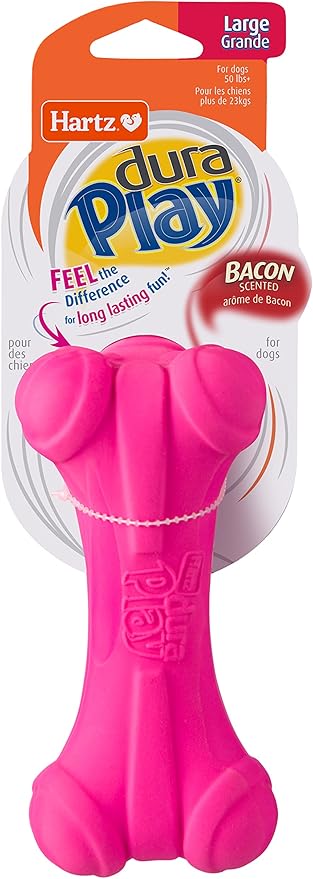 Hartz DuraPlay Bacon Scented Dog Toys, Large (Color May Vary) (Pack of 2)